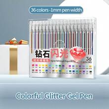 1pc Gel Pen, High-Quality Glowing Colorful Glitter Pen, 48/36/24/18/12/8 Colors Available, Student Planner Highlighter Marker Pen, Drawing Colored Pen