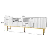 Modern TV Stand, TV Unit With Gold Legs And Gold Trim - White + Particle Board + 60-69 Inches - View 10