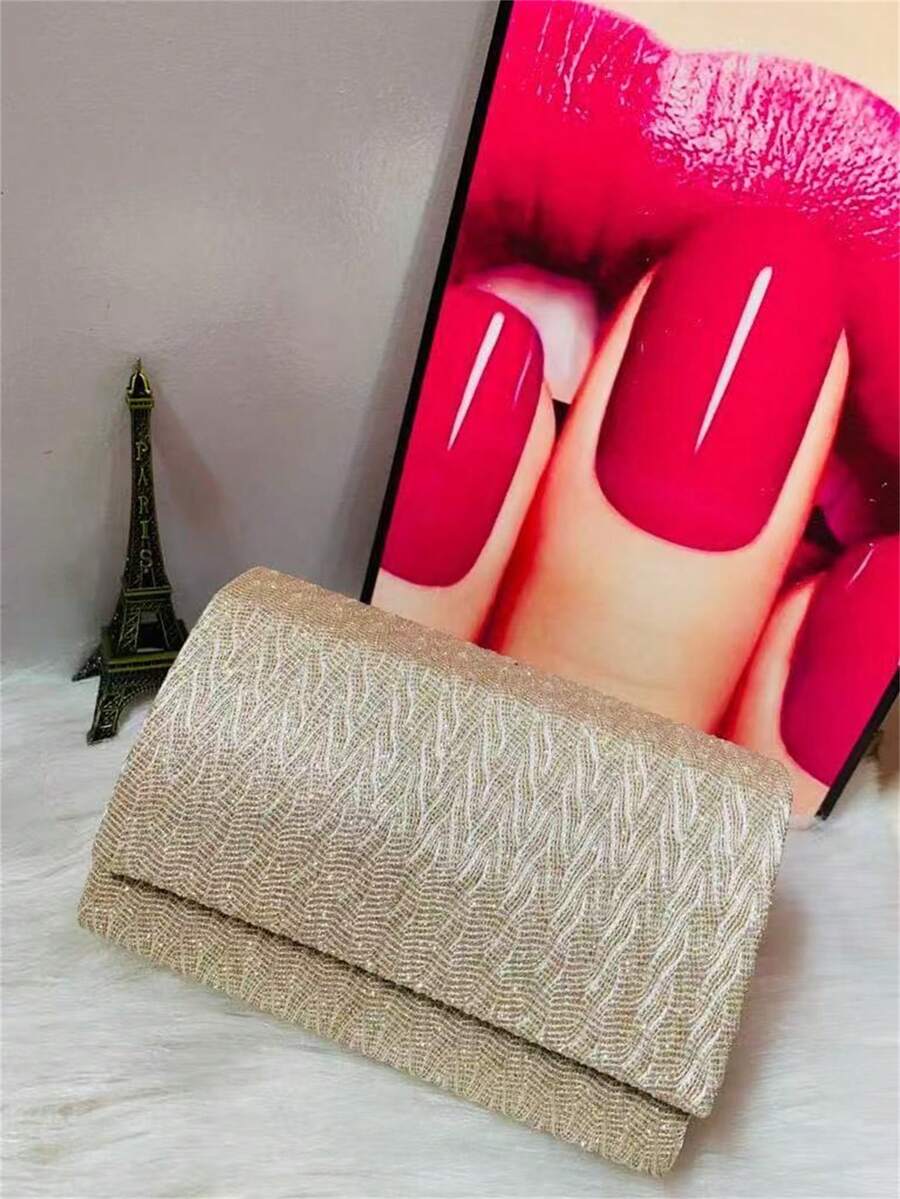 Juzia Bolsas Bolsa de jantar texturizada com brilho alça transversal - Dourado - Visão 1