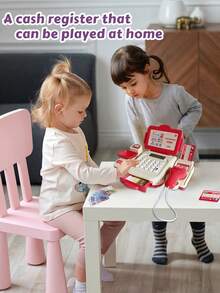 Children's Toy Store Cashier Playset (2 Simple Versions - 1 With Calculator/1 Without Calculator, Batteries Not Included), Play Money & Cash Register Pretend Play Interactive Toy, Kindergarten Gift, Holiday Present