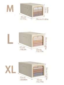 Caja de almacenamiento de tela gruesa, cesta de almacenamiento de ropa y pantalones, artículos diversos de dormitorio, cesta de lavandería, caja de almacenamiento, caja de almacenamiento, caja de almacenamiento de armario, caja de almacenamiento de cajón, sala de almacenamiento de vestidor, sala de almacenamiento de vestidor,Vuelta al colegio - Beis - Ver 12
