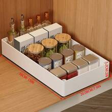 Organizer per cassetti da cucina a 2 livelli, contenitore per piccoli oggetti di grande capacità a strato singolo, organizer per armadietti in metallo estraibile, contenitori per cucina e soggiorno, organizer e contenitore per la casa, senza fori, bianco