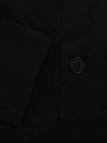 FEIAO Men's Retro-Style "Old Money" Look Button-Front Solid-Color Mid-Length Coat: Simple, Casual, Comfortable, Commuter-Friendly, And Versatile - Black - View 5