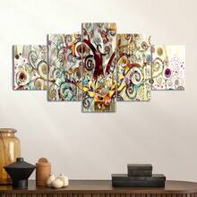 5 pièces Affiches sur canevas grand format sans cadre - Peintures abstraites vibrantes de l'Arbre de Vie - Art mural sur canevas de qualité supérieure pour chambre à coucher, bureau, salon, café, bar et décoration de dortoir, idée de cadeau unique pour les amis et la famille