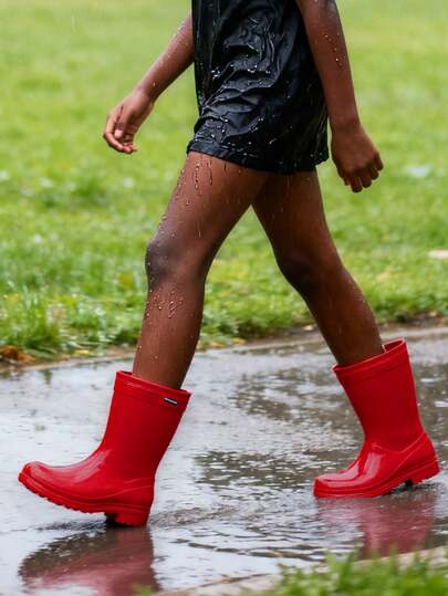 Regen-Stiefel für Jungen und Mädchen, minimalistisch einfarbig aus PVC, wasserdicht, geeignet für Außenbereiche, Bauernhöfe und Küchen, rutschfest und leicht zu reinigen