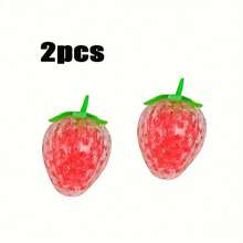 2pcs Realistic Strawberry Squeeze Toys - TPR Material, Halloween Party Favors Or Gifts Friends And Family, Novelty Stress Relief Toys|Playful Design|Durable Squeeze Toy