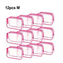 12/6 حقيبة شاطئ صيفية مجموعة أكياس مستحضرات التجميل الشفافة من البي في سي مع سحاب ومقبض، حقيبة سفر محمولة، حقيبة منظمة للرحلات والعطلات، ضروريات السفر، اكسسوارات السفر، حقيبة مستحضرات تجميل مقاومة للماء للسفر للحمام، سعة كبيرة للرجال والنساء