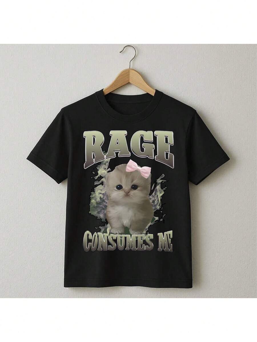 Rage Basic T-Shirt Men Women Unisex 100% Cotton Fabric Fashion Streetwear Immediate Shipping - màu đen - Xem 1