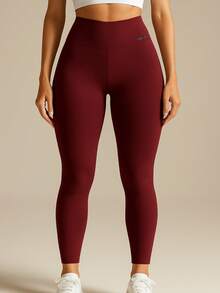 Kit Of 2 High Waisted Zero Transparency Leggings - 1 黑色 + 1 酒紅色 - 查看 4