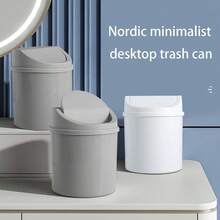 Mini Lixeira, Lixeira pequena com tampa, Lixeira de mesa, Cesto de papel de plástico para mesa, Design com tampo giratório para evitar vazamento de odores, Usado para armazenar cascas de frutas e restos de papel na mesa para manter tudo organizado, Para banheiro, Decoração de mesa de escritório, Mesa de centro, Escritório, Sala de estar, Escritório