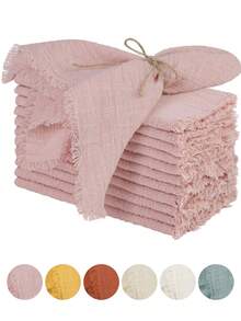 6/12pcs Minimalist Fresh Linen Napkins, Skin-Friendly Absorbent, Suitable For Party, Wedding, Restaurant, Dining Table Decor, Breathable & Lightweight