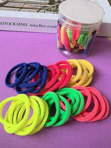 50pcs Canned Hair Accessories 4cm/1.57in Basic Multi-Color High Elasticity Hair Free Random Mixed Color Rubber Band Hair Accessories For Women, Fashionable And Versatile, High-End And Elegant Temperament, Simple And Minimalist Wind Hair Rope Bathroom Hair Accessories Suitable For Daily Outings, Leisure Parties, Commuting, Beach Vacations, Washing, Makeup, Tying Hair, Makeup, Matching Clothes, Headwear Accessories ,Ponytail Holders ,Hair Elastics ,Hair Rubber Bands ,Scrunchies