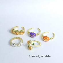 1pc New Color Dripping Oil Pumpkin Ghost Face Skull Ring Halloween Opening Ring