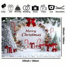 1pc Winter Christmas White Snow Scene Background Banner With Candy Canes And Silver Wig Design, Suitable For Home Decoration, Festival - New Year Party Decoration, Indoor And Outdoor Event Wall Decoration, Christmas Decorations - Multicolor - View 13