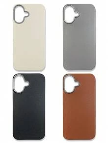 4-Pack Luxury Leather Texture Phone Cases, Compatible With IPhone & Galaxy, Black, Grey, Brown, Beige - Multicolor - View 21