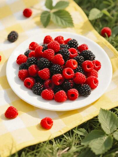 人造樱桃、蓝莓、草莓、覆盆子、人造浆果、人造水果、逼真水果，适用于家居装饰、厨房装饰、橱柜、桌子、花盆、杯子、蛋糕、成人摄影道具、人造植物