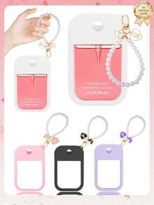 2pcs Touchland 1oz (30ml) Hand Sanitizer Spray Protective Case, 26 Flower & Letter Pearl Decor Spray Bottle Marker, Silicone Anti-Drop Anti-Collision Protective Cover, Pearl Bracelet Design, Easy To Carry For Travel, Can Be Hung On Bags, Keys Or Children's Backpacks, Wear-Resistant, Waterproof, Reusable Protective Cover For Touchland Hand Sanitizer Spray, Travel, Outings, Gifts, Halloween Gifts, Christmas Gifts