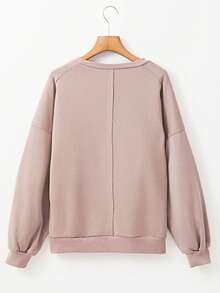 Boho Retro Vintage 60's Vibe Cream Cotton Raglan Lantern Bubble Puff  Sleeve  Floral Rib Patchwork Top Sweat Shirt Blouse - 山羊 - 查看 5
