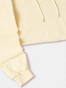 Haut court à manches longues pour femme, style décontracté, sweat à capuche pour femme, coupe ample, design à manches longues, tenue confortable, convient pour le printemps et l'automne, usage quotidien, sweat à capuche ample, convient pour le style girlish/sportif/décontracté/sexy/Y2K/polyvalent/mode/YK2/vacances/preppy/doux, streetwear, sweat-shirt uni jaune pour femme - Jaune citron - Voir 5