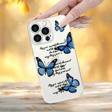 Funda para  con diseño de mariposas azules, apta para las series  16E/15/14/13/12/11/PRO/PLUS/PROMAX/MINI, compatible con las series  S/A/M/NOTE,  S/G/EDGE/E, Transsion SPARK/HANTOM/CAMON/INFINIX, las series Honor 400/Play/X/MAGIC, y los modelos de las series  14/Redmi/POCO/NOTE/K/A. Transparente, sencilla, elegante y duradera, fabricada con material TPU protector. Perfecta para San Valentín, Halloween, Navidad y otras ocasiones festivas: una opción ideal para uso personal o para regalar. - transparente - Ver 3