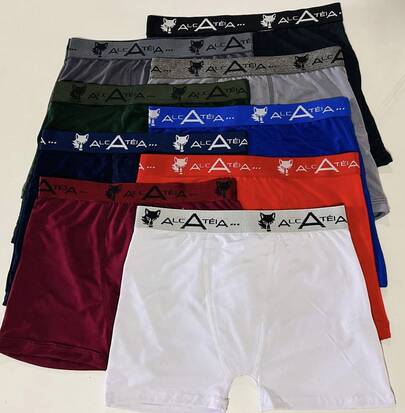 KIT COM 5 CUECAS BOXER ADULTO MASCULINA MICROFIBRA KIT COM 5 CUECA BOX ADULTO MICROFIBRA ALCATEIA LISA