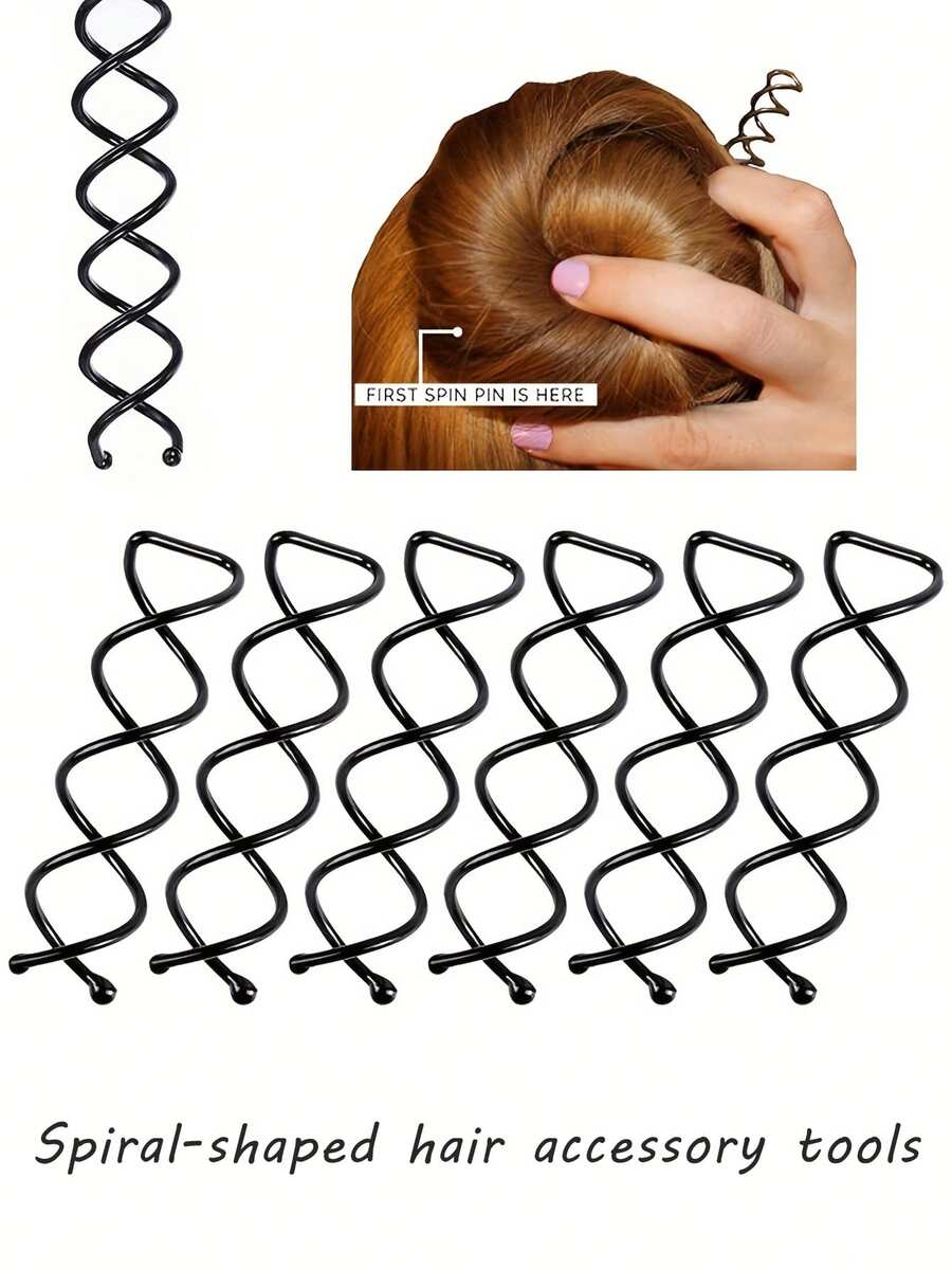 10 件螺旋形发夹，儿童发髻制作套装，DIY 发型发饰，用于固定发髻 - 彩色 - 查看 1