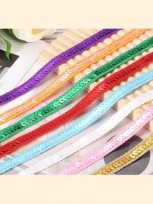 1/2 piezas Cinta de trenza con lentejuelas, cinta de trenza, cinta plana inelástica con brillo para costura, manualidades, envoltura de regalos, decoración del hogar y bodas, Halloween, San Valentín, Navidad, Acción de Gracias, para disfraces de muñecas