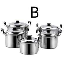 Juego de 5 piezas de utensilios de cocina de acero inoxidable - Ollas duraderas con tapas, interior pulido, asas remachadas y perillas resistentes al calor - Plateado - Ver 8