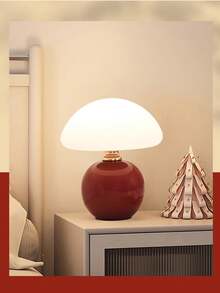 1 Stück europäische cremefarbene Pilz Tischlampe mit dimmbarer Funktion | abgerundeter Eisenkörper, erhältlich in Rosa/Gelb/Weiß. Ideal für Innenraum-Tischdekoration, Ambiente-Beleuchtung in Schlafzimmern und Wohnzimmern, sanfte Beleuchtung für Arbeitszimmer und Cafés.