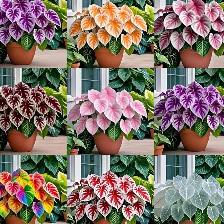 500 Semillas de Caladio - Modelo Mixto, Alta Germinación, Ideal para Crear Jardines Coloridos y Espacios Versátiles - Multicolor - Ver 1