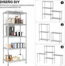 Estante de Almacenamiento de Metal de 5 Niveles(55x30x150CM), Estante Organizador Resistente, Rack Organizador Ajustable, Anaquel, 4 S-Ganchos, 5 Tablero de PP, Cocina, Oficina, Despensa, Microondas - pago - Ver 5