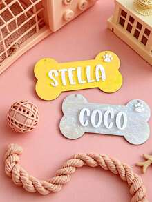 1PC Custom Acrylic Pet Name Tags With Paw Print - Personalized Dog And Cat Name Tags For Crates, Beds And Home Decor - Durable PMMA Material, Easy To Hang, Accessories Not Included, Great Gift For Friends/Family, Christmas Gift.