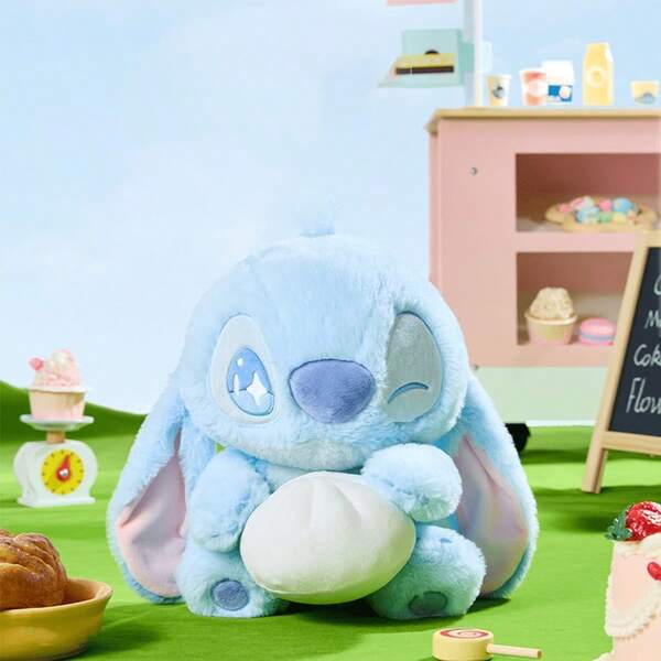 Miniso 1 adet  Stitch Yemek Partisi Serisi Peluş Bebek, Topuz Saç Modeli, Yumuşak Peluş Malzeme, Sevimli Tasarım, Ev Dekorasyonu ve Arkadaşlık İçin Uygundur