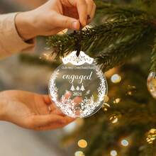 2025 Engaged Couples' First Christmas Ornament - Acrylic Holiday Tree Decoration, Christmas Engagement Gift For Newly Engaged Couples, No-Electricity Hanging Festive Decor For Wedding Anniversary, Suitable For All Seasons