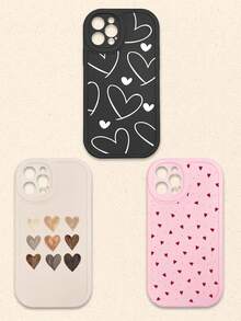 Casing Ponsel Silikon Motif Hati Hitam Putih Merah Muda 3pcs Aneka Warna, Kompatibel dengan iPhone & Galaxy Smartphone, Hadiah Musim Semi, Versi Internasional, Bukan Versi Domestik - MultiWarna - View 30