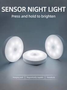 3 Pieces Of Warm White/Cold White Motion-Sensing Night Lights - Adjustable Brightness, Automatic On/Off, Perfect For Bedside, Staircases, Under Cabinets And Wardrobes, And Bedroom Night Lights - 白色 - 查看 9