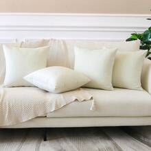 OTOSTAR - Juego de 4 Fundas de Almohada Decorativas de Terciopelo Suave, Cuadradas, Fundas de Cojín Lujosas para Sofá, Patio, Dormitorio, Sala de Estar, 16 x 16 Pulgadas, Crema Blanca - verde oscuro - Ver 7