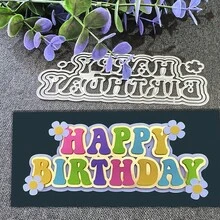 生日快乐贺卡金属切割模具、DIY 剪贴簿相册和压花模板、贺卡制作工具、卡片纸切割工艺品、礼品卡制作模板模切 - 銀色 - 查看 2