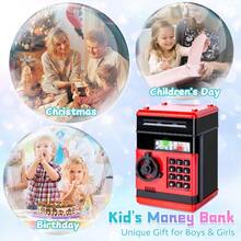 Piggy Bank Cash Coin Can ATM Bank Electronic Coin Money Bank For Kids Age 3-12, Money Savings Box Mini ATM Coin Bank Toys Gifts For 3 4 5 6 7 8 9 10 11 12 Year Old Boys Girls - 黑紅色 - 查看 6