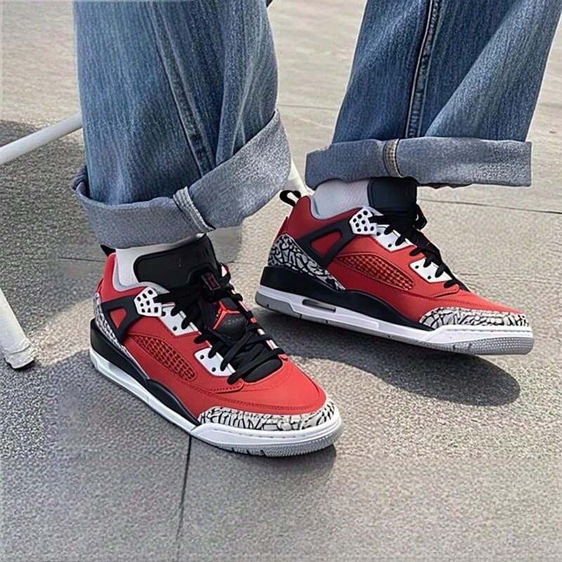 Nike Spizike Men's Durable Shock-Absorbing Retro Basketball Shoes - Red - View 1