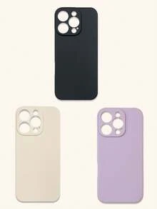 3pcs Minimalist Solid Color Phone Cases, Elegant, Simple, Black, Beige, Purple Phone Cases, Affordable Price, Suitable For All Ages And Genders, Compatible With IPhone & Galaxy, Case Compatible With Iphone 17 Pro Max, Covers, Cute Phone Case, Phone 11/12/13/13 Pro Max/14/14 Pro Max/15/15 Pro Max/16/16 Pro Max, Galaxy - Multicolor - View 21