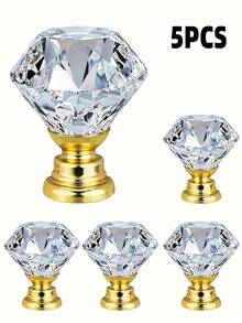 5pcs/10pcs 1.18-Inch Diamond Design Crystal Glass Handle, Cabinet Handle, Drawer Handle, Kitchen Cabinet Handle, Furniture Handl - Multicolor - View 3