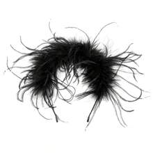Plush Feather Atmosphere Headband Women's Elegant Hair Clip Stage Performance Hair Accessory Plush Headband Women's Hair Ornament - Tóc dài màu trắng/dải tóc mỏng - Xem 5