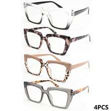 4pcs/3pcs/2pcs Fashion Large Frame Reading Glasses Set, Comfortable Spring Hinged Readers, Unique Colors To Match Your Daily Outfits - Multicolor - View 12