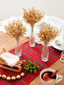 1/3/5PCS Artificial Small Golden Leaf Bouquet, Diy Flower Wreath Material, Wedding Decoration, Home Decoration, Valentine's Day Gift, New Year's Gift, Candy Box Packaging, Birthday Party Cake Decoration Material, Home Office Holiday Decoration, Dining Table Decoration, Farmhouse Christmas Center Piece Kitchen Dining Table Decoration, Autumn Home Decoration, Winter Decoration, Halloween Decoration, Christmas Decoration, Birthday Gift