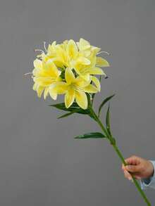 1pc 10-Head Artificial Lily Flower Branch, Living Room Decor, Floral Arrangement, Photography Prop - Multicolor - View 10