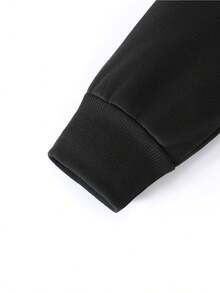 Mujer003-1 Sudadera de mujer Almacén local en México  invierno sudadera de manga larga cómoda suave Sudadera con capucha negra, estampado de dos coches deportivos y texto inspirador sobre superar límites y alcanzar la cima - Negro - Ver 8