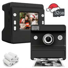 Aparat do natychmiastowych wydruków dla dzieci, prezent 2 w 1 do mediów społecznościowych: wielofunkcyjny aparat natychmiastowy dla dorosłych i dzieci z technologią bezatramentową – natychmiastowe robienie i drukowanie zdjęć/filmów w jakości 1080P HD, kreatywne filtry i naklejki, idealny w podróży, na imprezach, na Boże Narodzenie, na urodzinach – gotowy prezent dla niego, dla niej, nastolatków, par i przyjaciół (zawiera papier fotograficzny, akumulator 1300 mAh) [Aparat do natychmiastowych wydruków i przenośna drukarka]