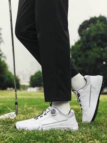 Zapatos de golf para hombres, nueva suela gruesa antideslizante y resistente al desgaste, diseño de botón giratorio de puntera redonda y baja, cómodos zapatos de golf profesionales para hombres con suela blanda y agarre fuerte, parte superior impermeable y antióleo, talla extra grande 46, zapatos deportivos para hombres adecuados para correr