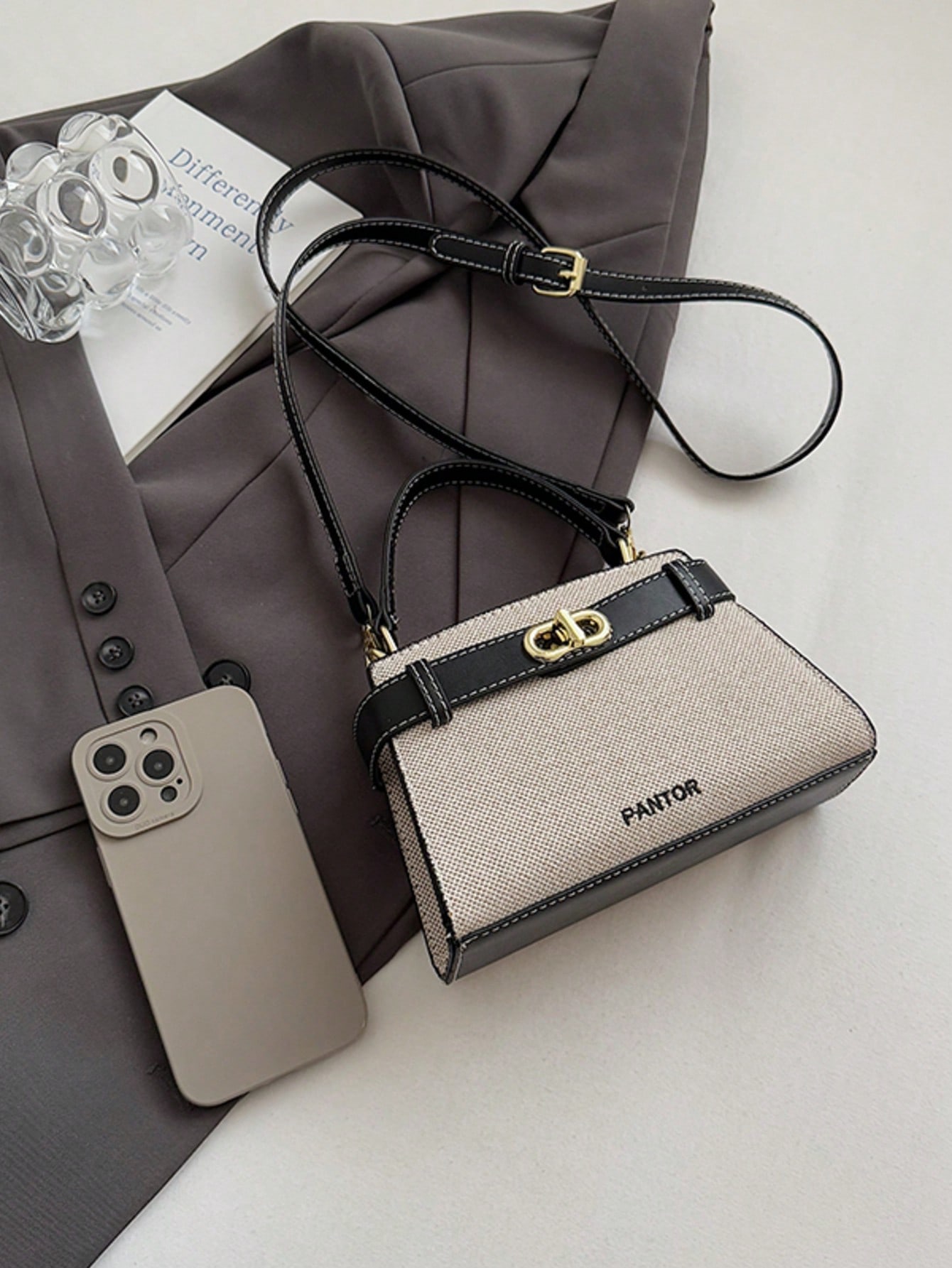 حقيبة يد صغيرة متعددة الاستخدامات بألوان متباينة ل...